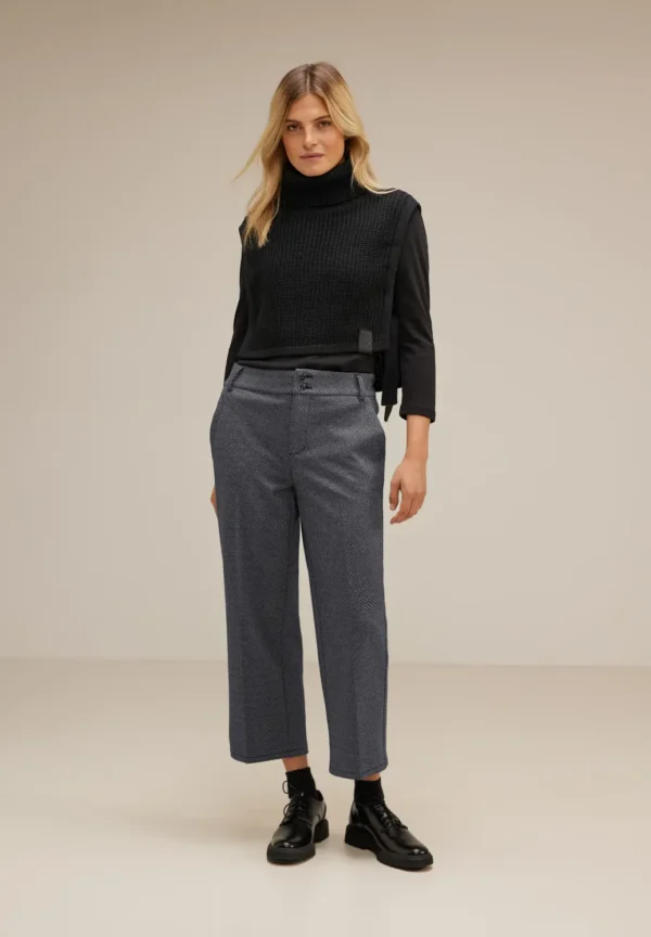Jacquard Straight Leg 26" Trousers Deep Blue Street One