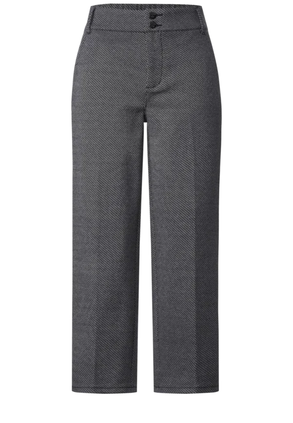 Jacquard Straight Leg 26" Trousers Deep Blue Street One - Image 3