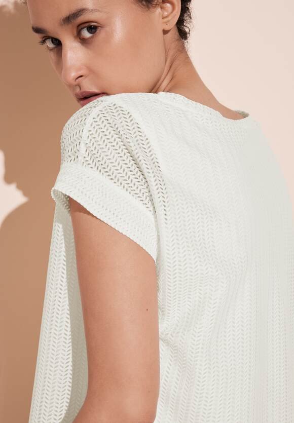 2 in 1 Mesh Short Sleeve Top Off White Street One