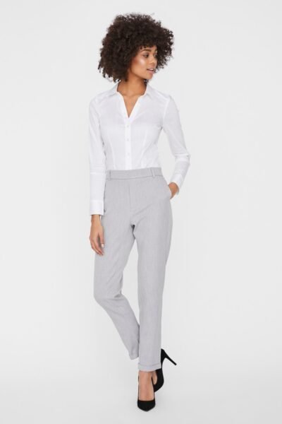Maya Trouser (longer leg) Light Grey Melange Vero Moda