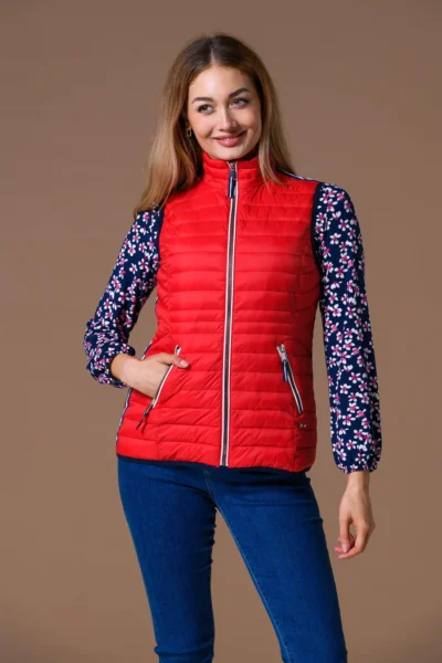 Stripe Trim Gilet Red Paco
