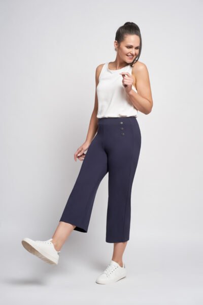 584c Ponte Culotte with Button Down Feature Navy Pinns