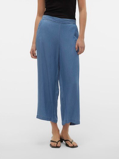 Bree Wide Cullotte Pants Tencel Medium Blue Denim Vero Moda {32"acutally 23"}