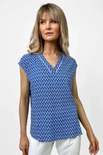 Becky V Neck Top Blue Kate & Pippa