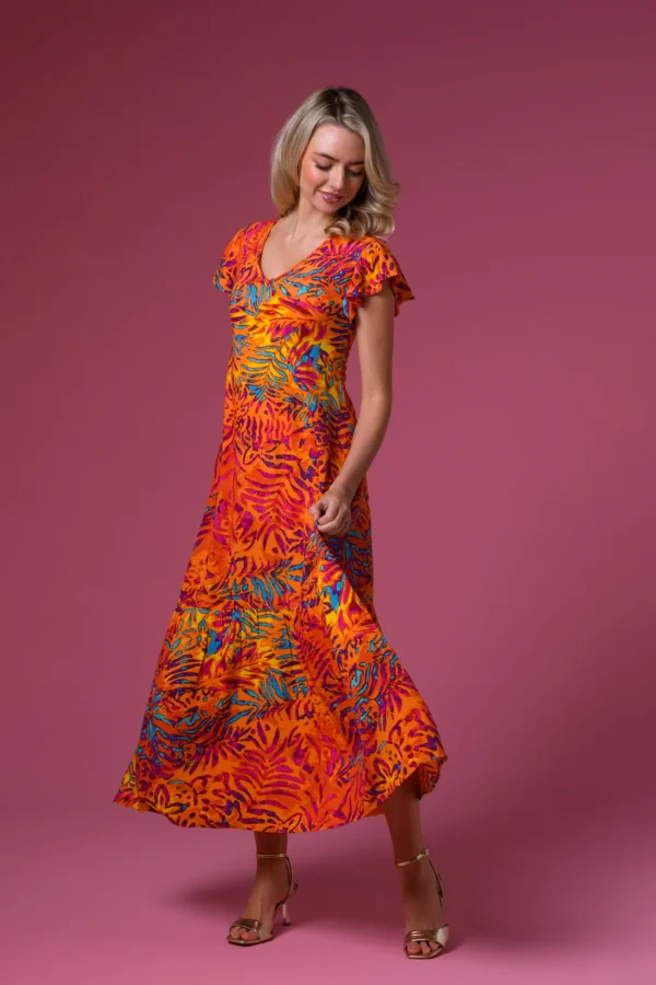 Safari Print Dress Orange Paco