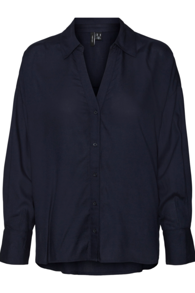 VMBumpy Long Sleeve Oversized Shirt Navy Blazer Vero Moda