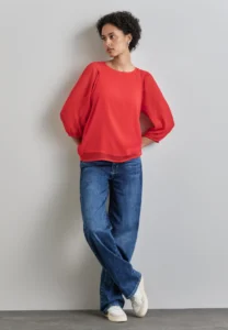 Raglan Chiffon Blouse Mandarin Red Street One