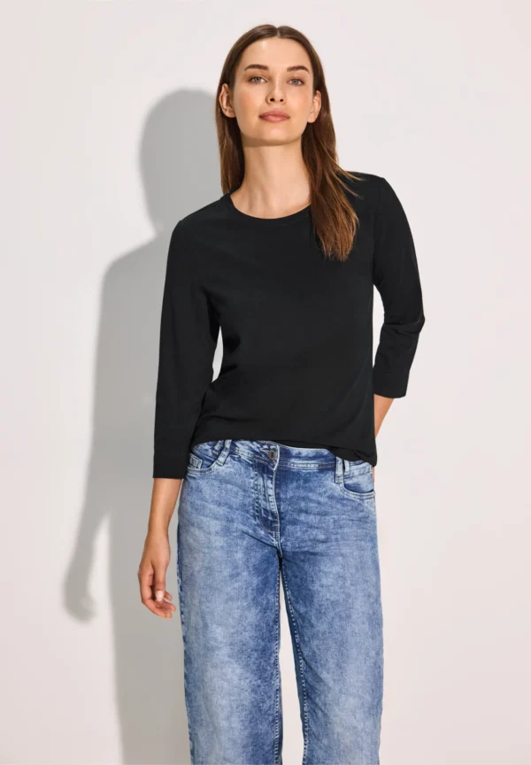Jersey Roundneck Top Black Cecil
