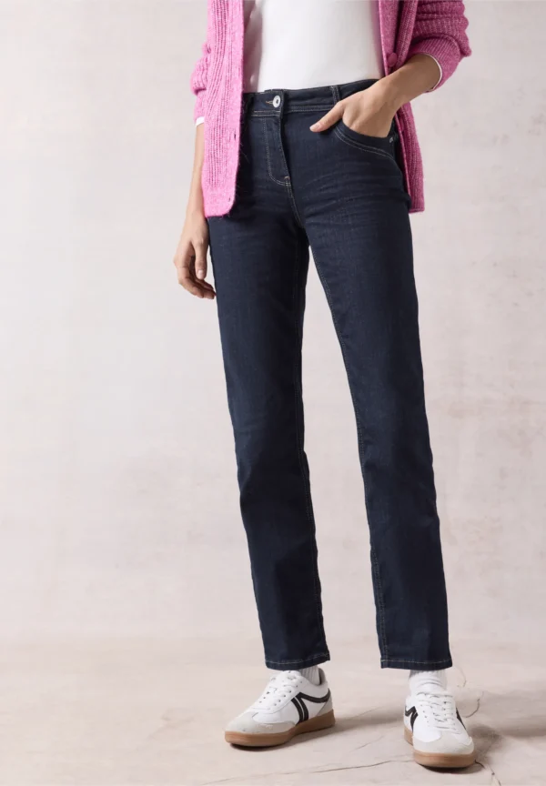 Toronto Slim Fit High Waist Straight Leg Rinsed Wash Cecil
