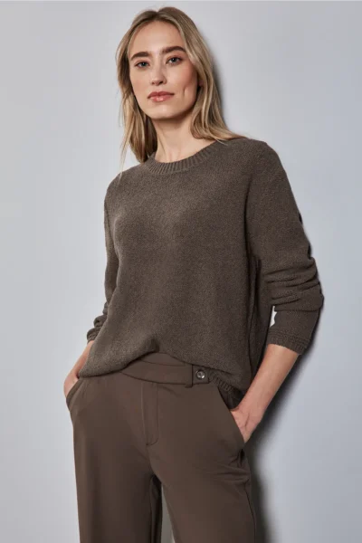 Round Neck Sweater Muddy Brown Street One