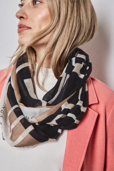 Colour Print Loop Scarf Deep Blue Street One