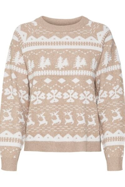 VMFrosty Iceberry Pullover Silver Mink With Birch Vero Moda