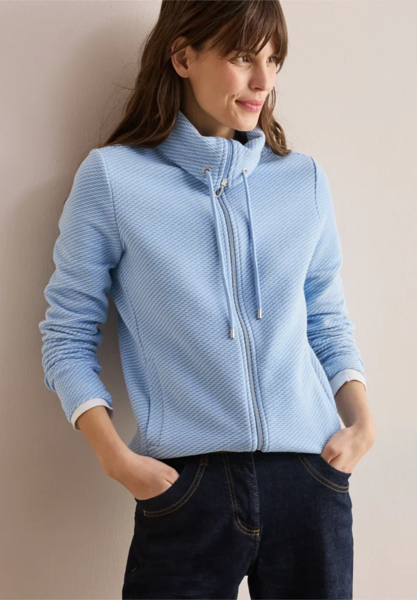 Two-Tone Ottoman T-ShirtJacket Fresh Light Blue Cecil