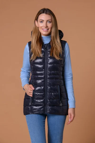 Folded Hood Gilet Navy Paco