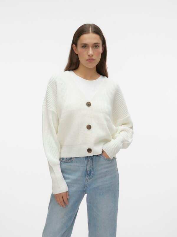 VMLea Ls V-Neck Cardigan Cloud Dancer Vero Moda