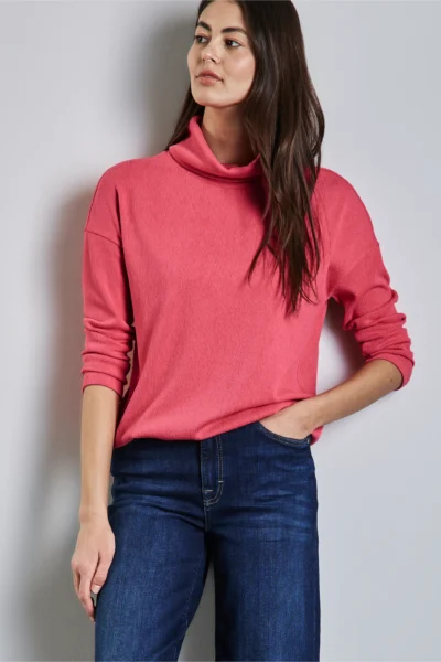 Structure Shirt with High Collar Sugar Coral Street One