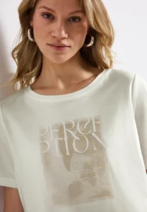 Part Print Top with Foil Wording Off White Street One