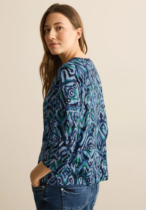 Big Ornament Print T-Shirt Universal Blue Cecil - Image 2
