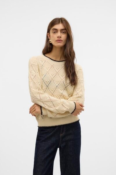 VMJulian Long Sleeve Pullover Birch with Black Vero Moda