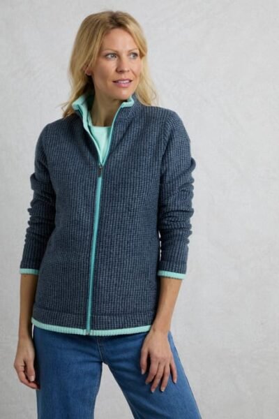 Ariana Eco Full Zip Grid Fleece Rich Navy Weird Fish