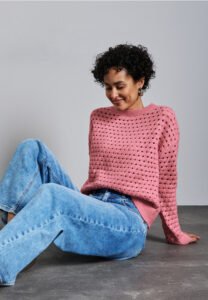 Open Structure Sweater Sugar Coral Melange Street One