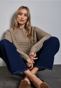 Open Structure Sweater Honey Sand Melange Street One