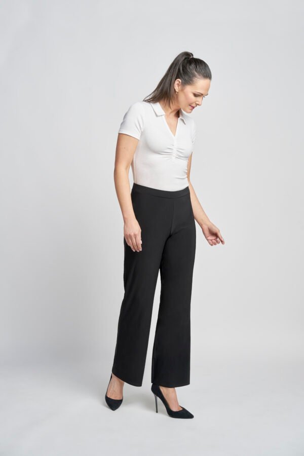 Wide Leg Pull On Pants Black Pinns