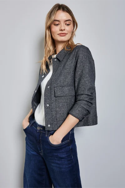 Cropped Jacket Melange Deep Tint Blue Street One