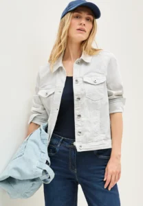 Denim Style Jacket Grey Stripe Cobble Grey Cecil