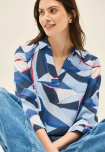 Multicolour Long Blouse Urban Navy Blue Cecil