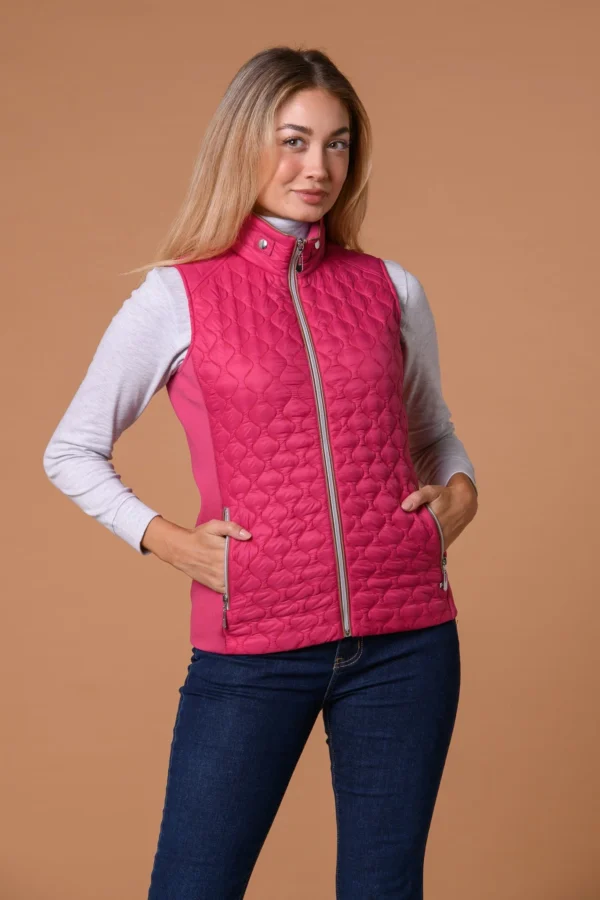 Leather Trim Onion Gilet Red Paco