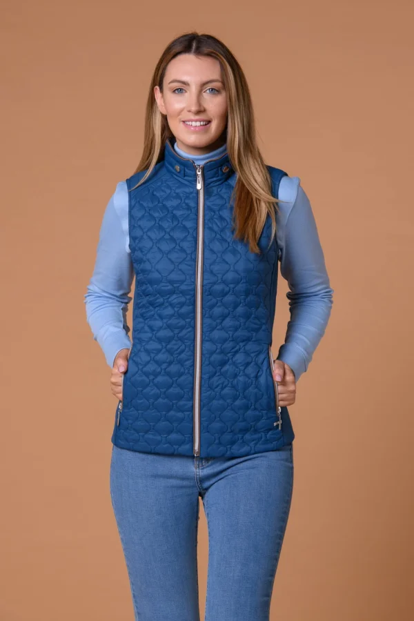 Leather Trim Onion Gilet Blue Paco
