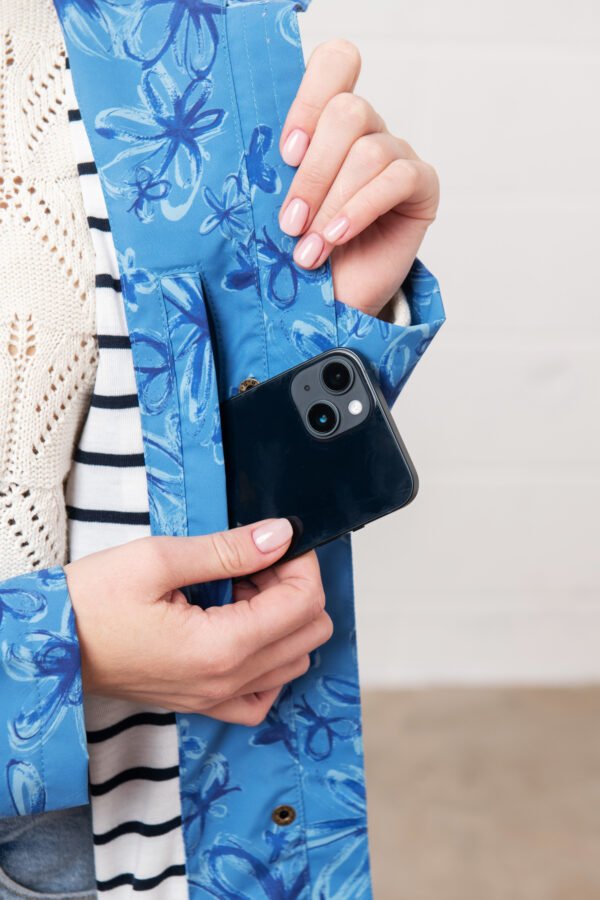 Beachcomber Long Jacket Marine Blue Floral Lighthouse - Image 2