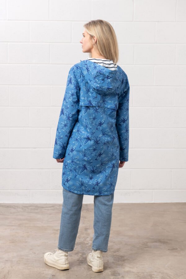 Beachcomber Long Jacket Marine Blue Floral Lighthouse - Image 5
