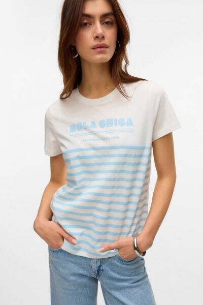 VMSoni Francis Short Sleeve Snow White Airy Blue Vero Moda
