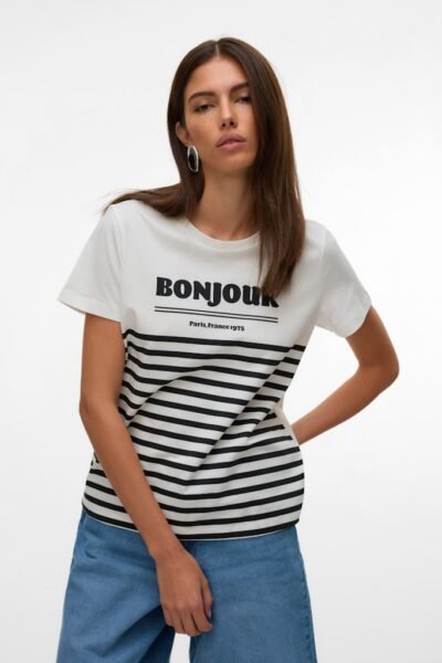 VMSoni Francis Short Sleeve Snow White Black Vero Moda