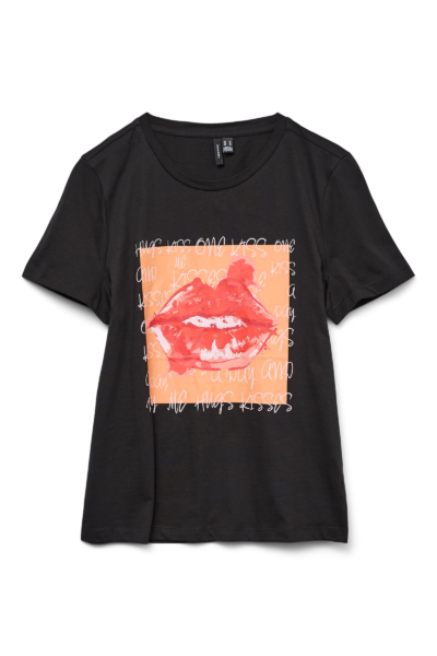 VMSori Francis T-Shirt Black Square Kiss Vero Moda