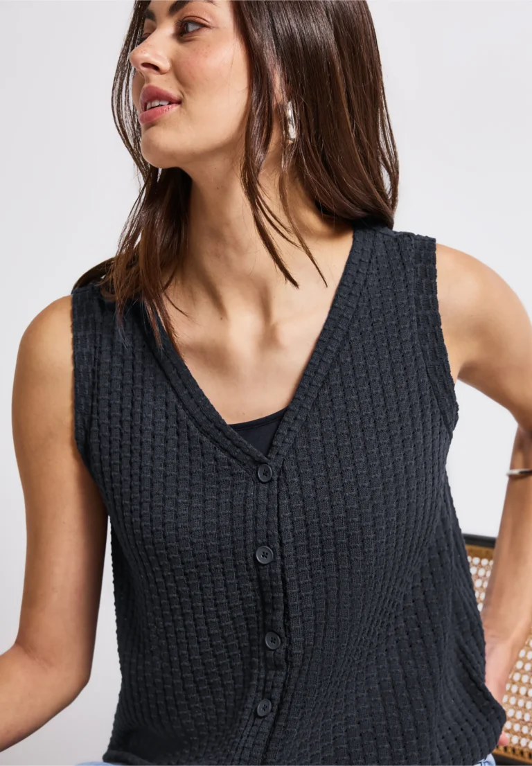 Summer Top with Buttonpanel Deepwater Blue Street One