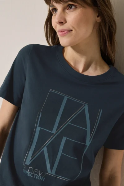Front Print T-Shirt Universal Blue Cecil