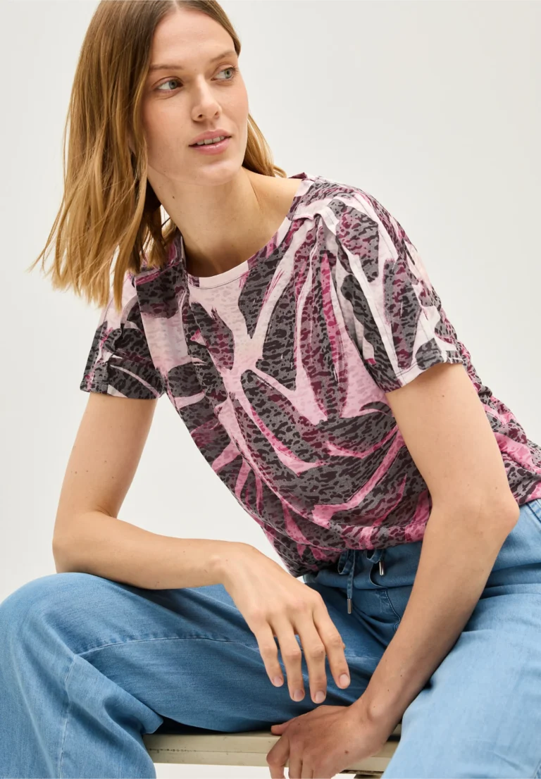 Burnout T-Shirt Mulberry Red Cecil