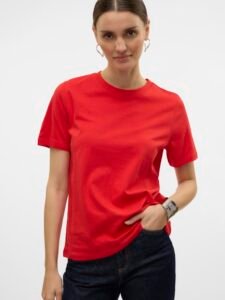 VMPaulina Short Sleeve T-Shirt High Risk Red Vero Moda