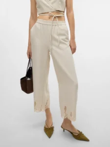 VMSoffie MW Embriodery Pants Birch Vero Moda