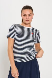 Mian Tee Stripe Star Off White With Navy Blazer Freequent