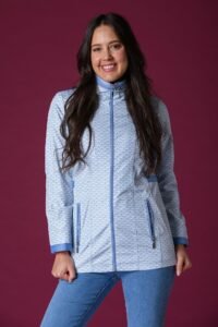 Fan Print Jacket Blue Paco