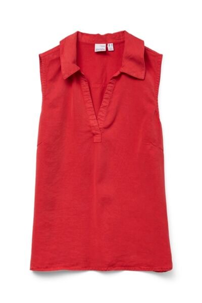 VMHarper Sleeveless Collar Shirt Fiery Red Vero Moda