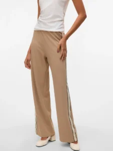 VMBerlin Wide Pant With Side Stripe 32 Silver Mink Vero Moda