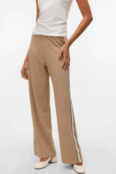 VMBerlin Wide Pant With Side Stripe 32 Silver Mink Vero Moda