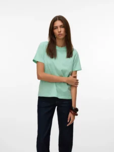 Paulina Short Sleeve T-Shirt Birds Egg Green Vero Moda