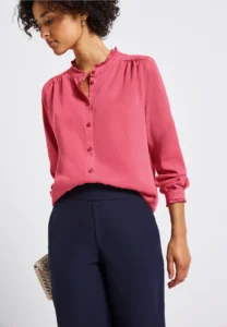 Washed Tunic Blouse with Frill Details Almond Coral Street One
