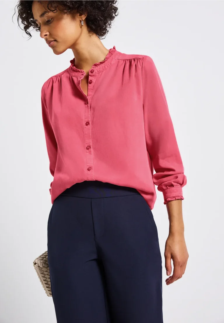 Washed Tunic Blouse with Frill Details Almond Coral Street One